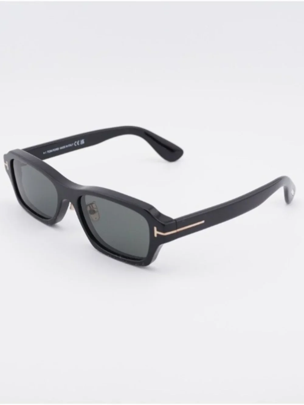 Tom Ford FT1351-D 01A Sunglasses Shiny Black Rectangle Frame, Smoke Lenses